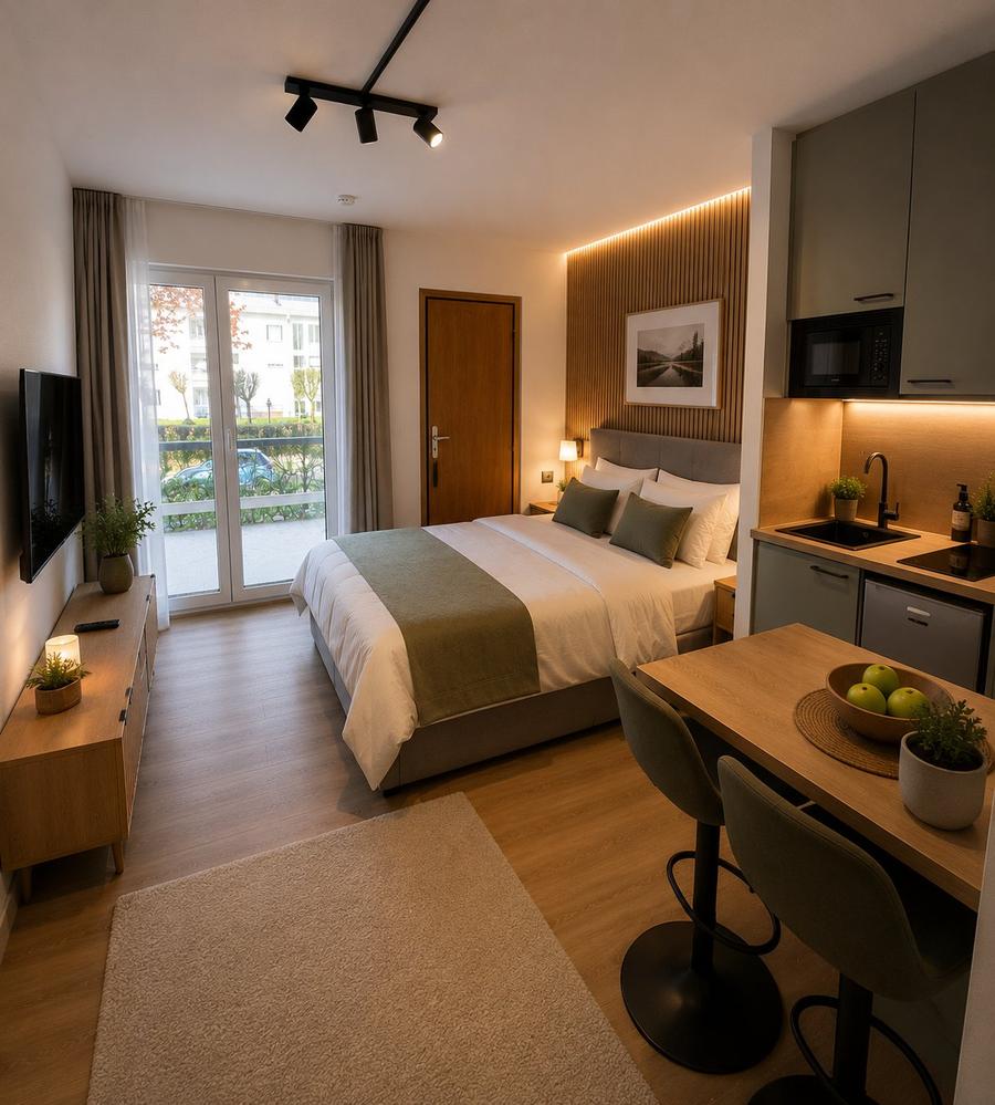 Compact Studio – Effizientes Zimmer mit eigener Pantryküche